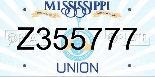 Z355777 Mississippi License Plate