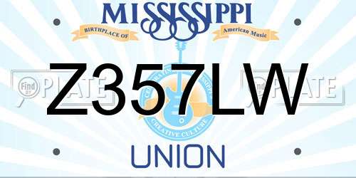 Z357LW Mississippi License Plate