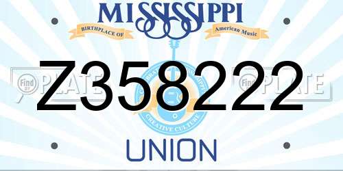 Z358222 Mississippi License Plate
