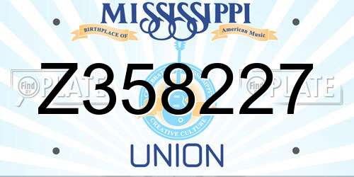 Z358227 Mississippi License Plate