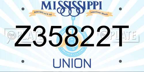 Z35822T Mississippi License Plate