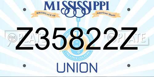 Z35822Z Mississippi License Plate