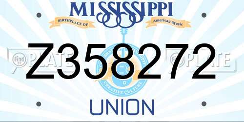 Z358272 Mississippi License Plate