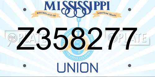 Z358277 Mississippi License Plate