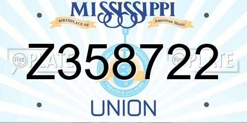 Z358722 Mississippi License Plate