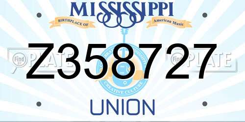 Z358727 Mississippi License Plate
