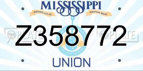 Z358772 Mississippi License Plate