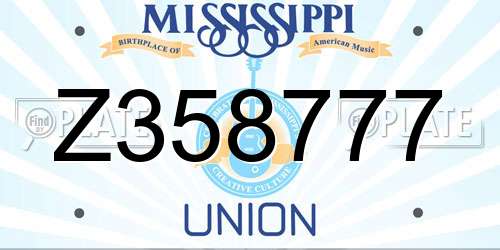 Z358777 Mississippi License Plate