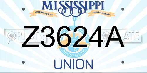 Z3624A Mississippi License Plate
