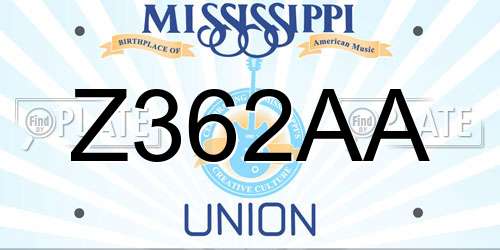 Z362AA Mississippi License Plate