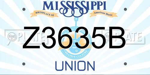 Z3635B Mississippi License Plate