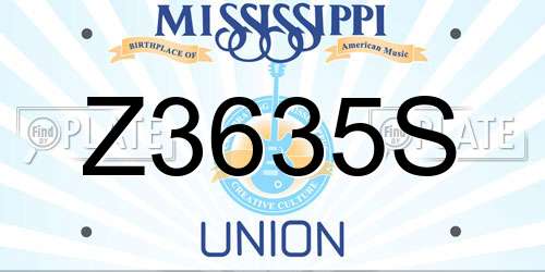 Z3635S Mississippi License Plate