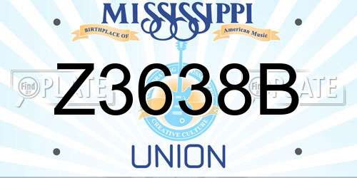 Z3638B Mississippi License Plate