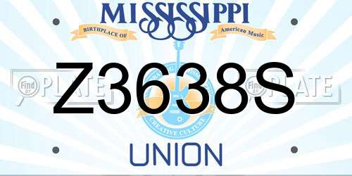Z3638S Mississippi License Plate