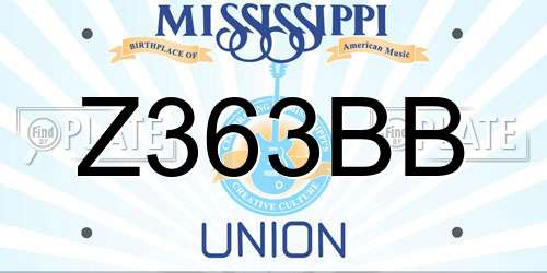 Z363BB Mississippi License Plate