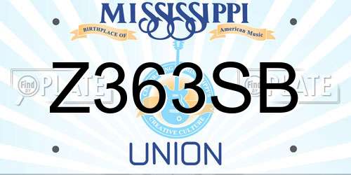 Z363SB Mississippi License Plate