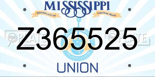 Z365525 Mississippi License Plate