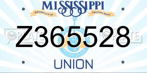 Z365528 Mississippi License Plate