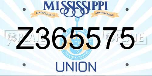 Z365575 Mississippi License Plate