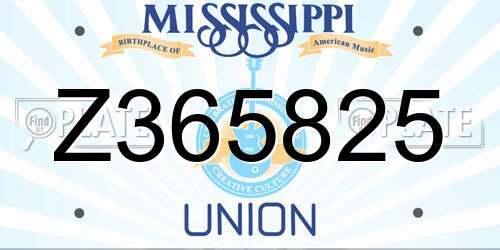Z365825 Mississippi License Plate