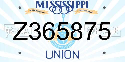 Z365875 Mississippi License Plate