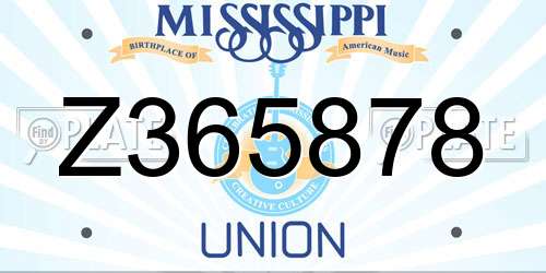 Z365878 Mississippi License Plate
