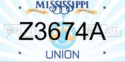 Z3674A Mississippi License Plate