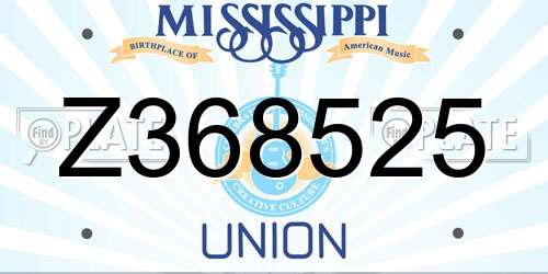 Z368525 Mississippi License Plate