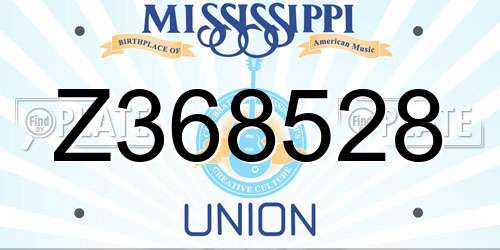Z368528 Mississippi License Plate