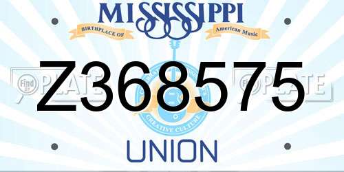 Z368575 Mississippi License Plate