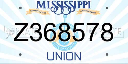 Z368578 Mississippi License Plate