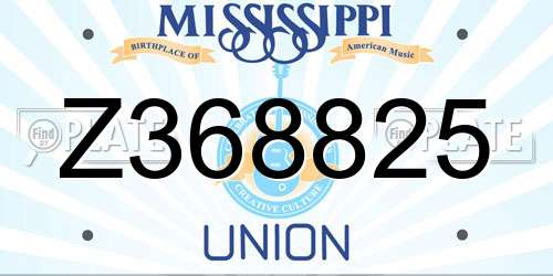 Z368825 Mississippi License Plate