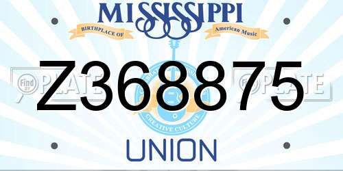 Z368875 Mississippi License Plate