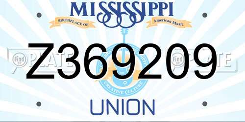 Z369209 Mississippi License Plate