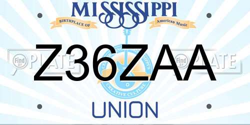 Z36ZAA Mississippi License Plate