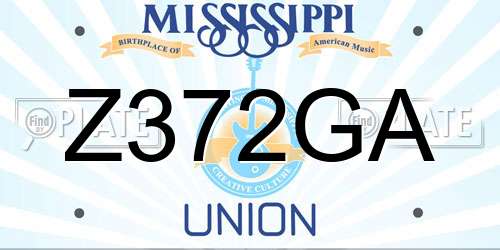 Z372GA Mississippi License Plate