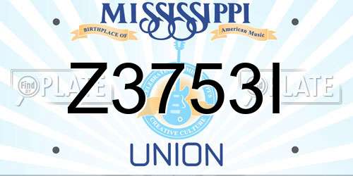 Z3753I Mississippi License Plate