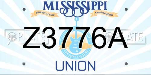 Z3776A Mississippi License Plate