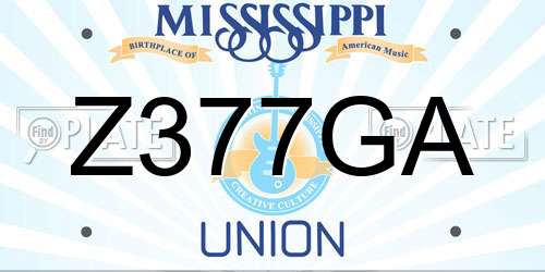 Z377GA Mississippi License Plate