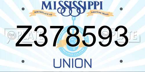 Z378593 Mississippi License Plate