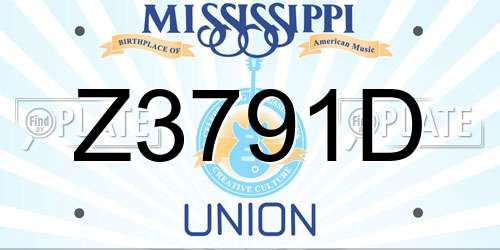 Z3791D Mississippi License Plate