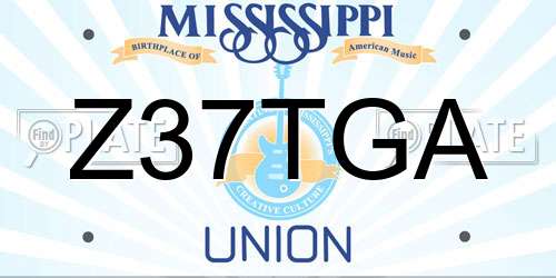 Z37TGA Mississippi License Plate