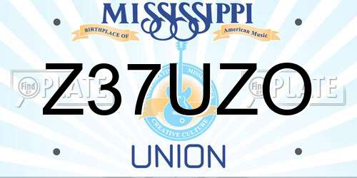 Z37UZO Mississippi License Plate