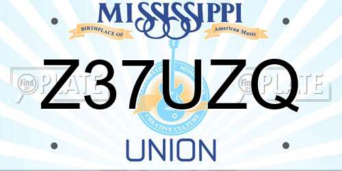 Z37UZQ Mississippi License Plate