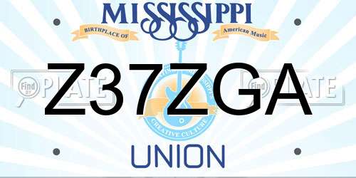 Z37ZGA Mississippi License Plate