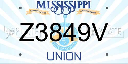 Z3849V Mississippi License Plate