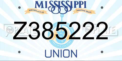 Z385222 Mississippi License Plate