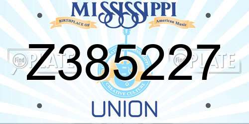 Z385227 Mississippi License Plate