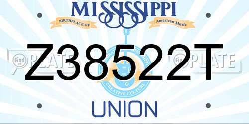 Z38522T Mississippi License Plate