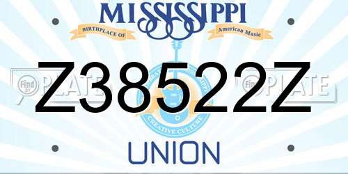 Z38522Z Mississippi License Plate